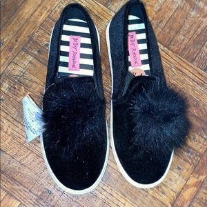 Betsey Johnson Pompom Flats